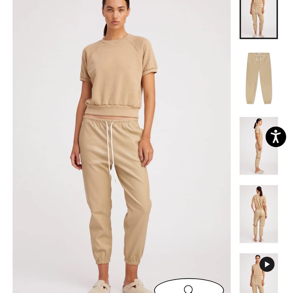 SPRWMN TRAVERTINE LEATHER DRAWSTRING SWEATPANTS